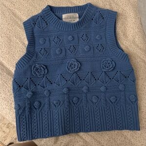 Zara Textured Blue Knit Top
